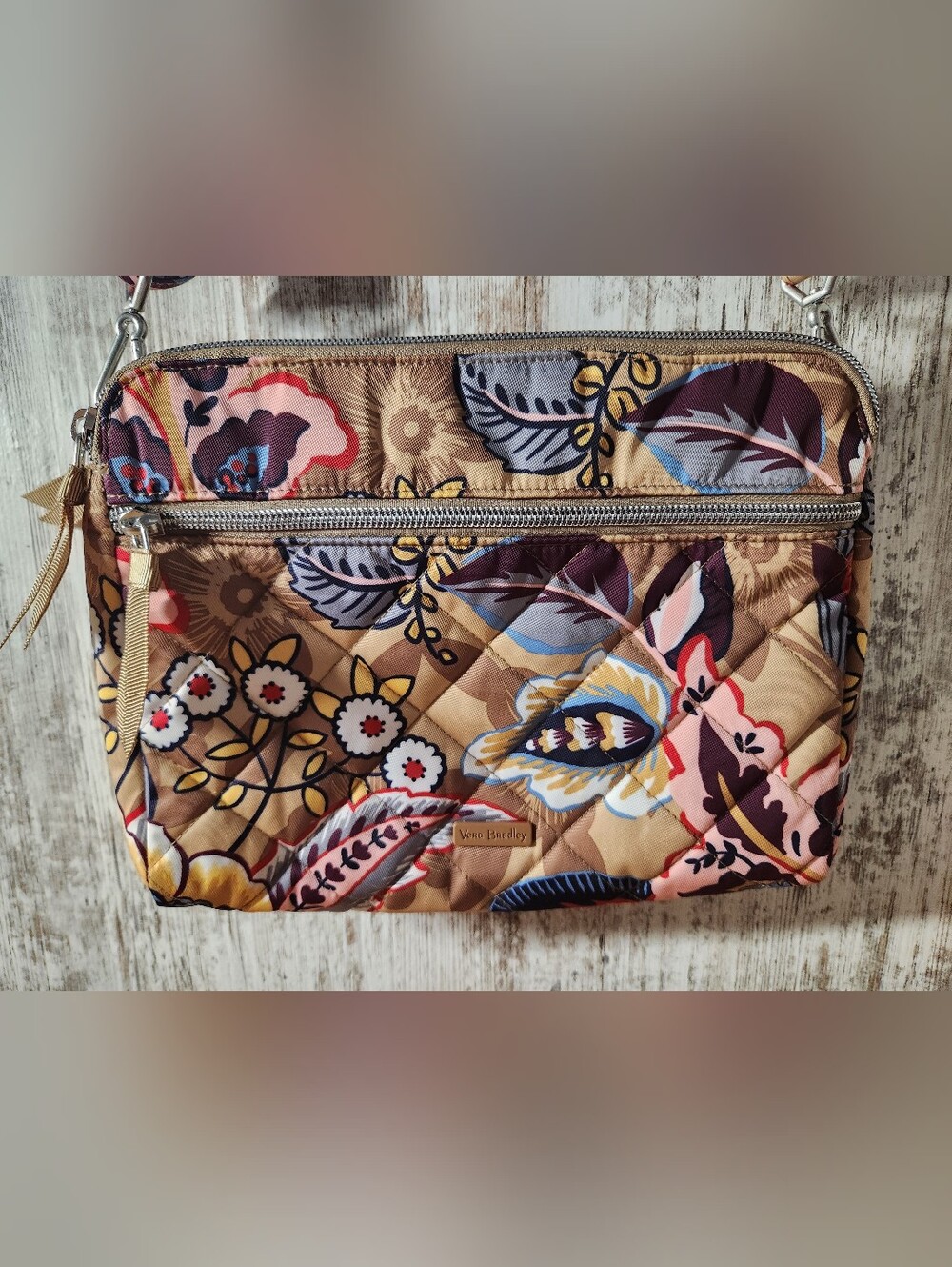 Vera Bradley Performance Twill Triple Compartment Purse "Botanitical Beauty